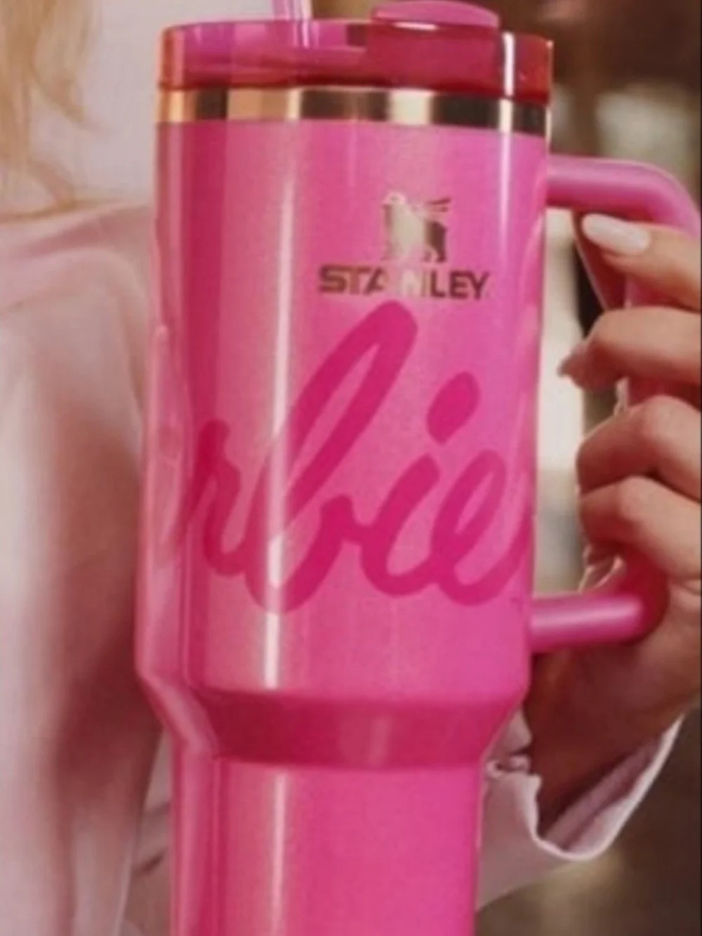 Barbie Hot Pink Travel Tumbler with Straw and Handle
